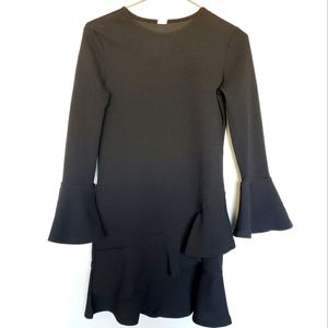 Shein Ruffle Bell Sleeve Black Dress